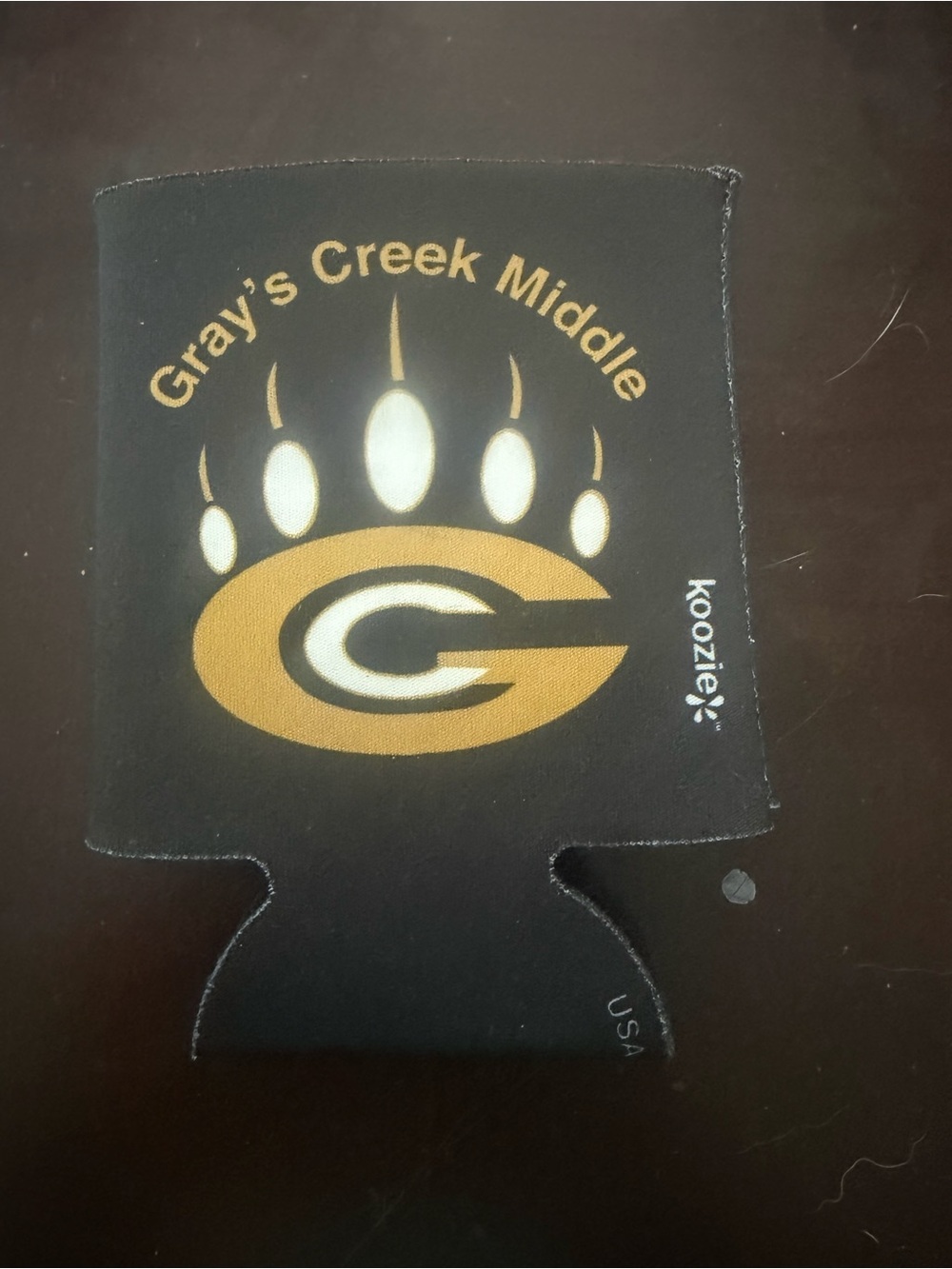 Gray's Creek Middle Black and Gold Can Koozie